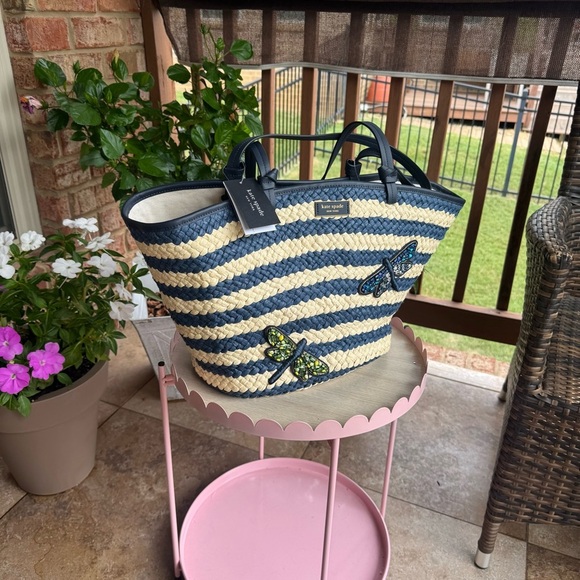 Kate Spade Navy and Tan Dragon Fly Beach Tote 💕 - Picture 2 of 7